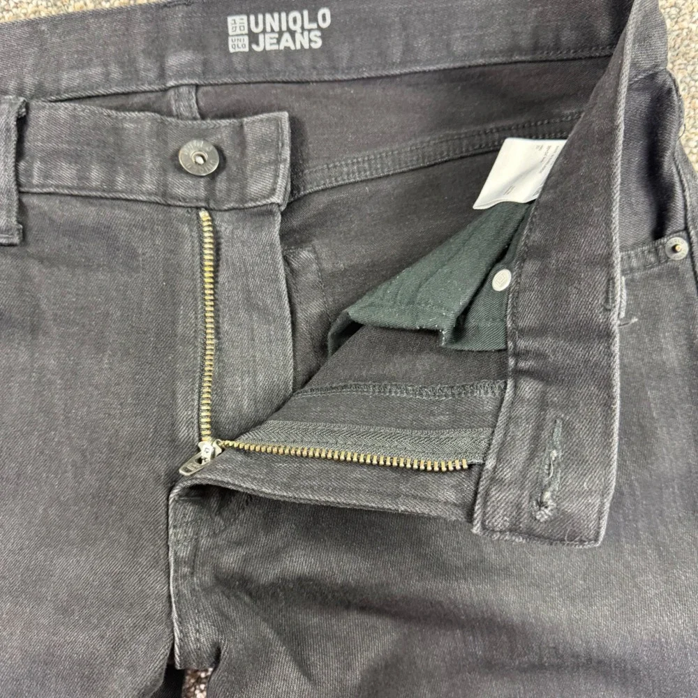 Uniqlo Selvedge Denim Jeans Mens 30x34 Slim Fit Black Stretch Pants Red Line